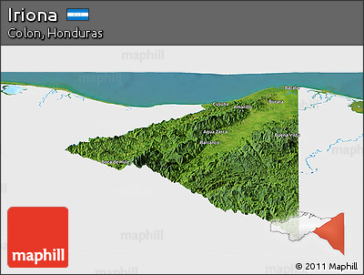 Satellite Panoramic Map of Iriona, single color outside