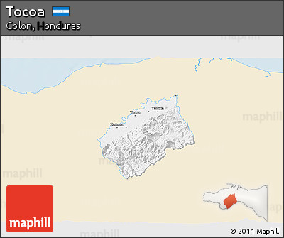 Classic Style 3D Map of Tocoa, single color outside