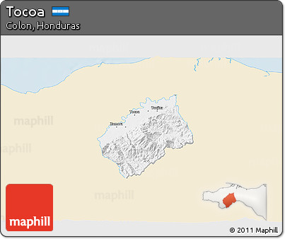 Classic Style 3D Map of Tocoa, single color outside