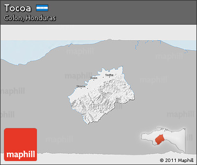 Gray 3D Map of Tocoa, single color outside