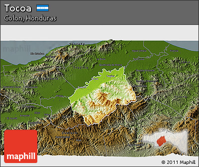 Physical 3D Map of Tocoa, darken