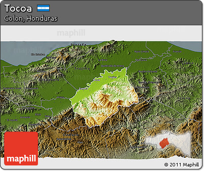 Physical 3D Map of Tocoa, darken