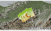 Physical 3D Map of Tocoa, darken, semi-desaturated