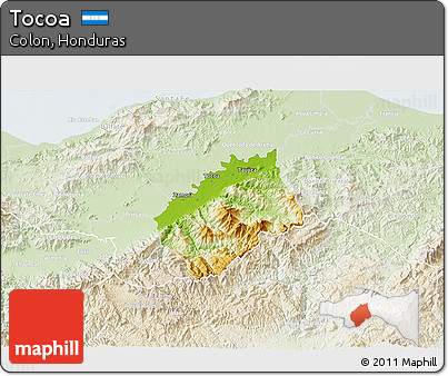 Physical 3D Map of Tocoa, lighten