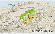 Physical 3D Map of Tocoa, shaded relief outside