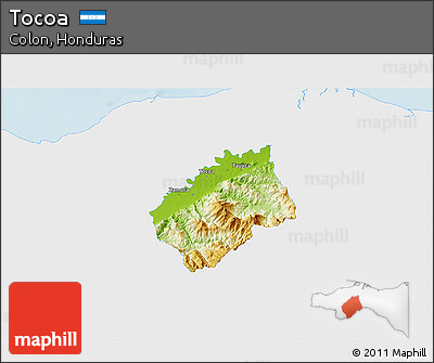 Physical 3D Map of Tocoa, single color outside