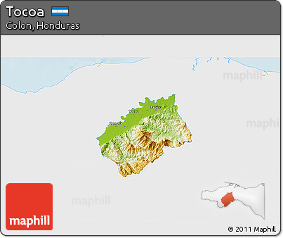 Physical 3D Map of Tocoa, single color outside
