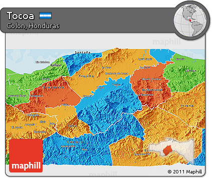 Political 3D Map of Tocoa