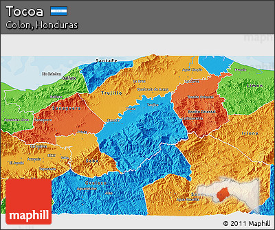 Political 3D Map of Tocoa