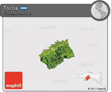Satellite 3D Map of Tocoa, cropped outside