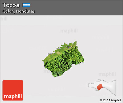 Satellite 3D Map of Tocoa, cropped outside