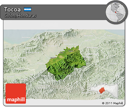 Satellite 3D Map of Tocoa, lighten