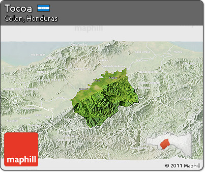 Satellite 3D Map of Tocoa, lighten