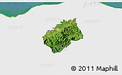 Satellite 3D Map of Tocoa, single color outside