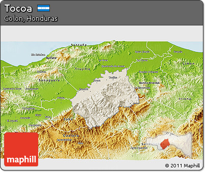 Shaded Relief 3D Map of Tocoa, physical outside