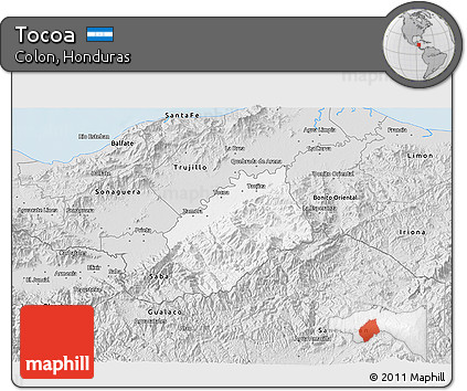 Silver Style 3D Map of Tocoa
