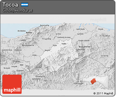 Silver Style 3D Map of Tocoa