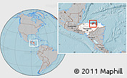 Gray Location Map of Tocoa, highlighted country, highlighted parent region, within the entire country, hill shading