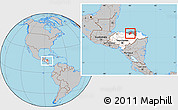 Gray Location Map of Tocoa, highlighted country, highlighted parent region, within the entire country