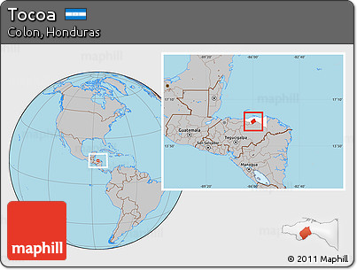 Gray Location Map of Tocoa, highlighted parent region