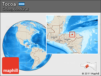 Shaded Relief Location Map of Tocoa