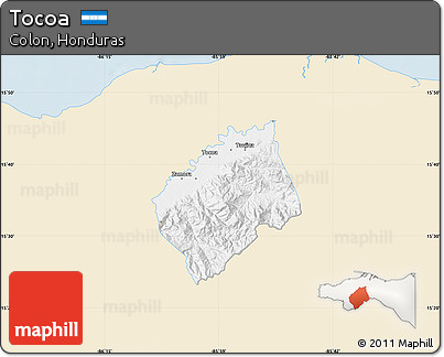 Classic Style Map of Tocoa, single color outside