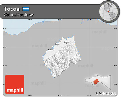 Gray Map of Tocoa, single color outside