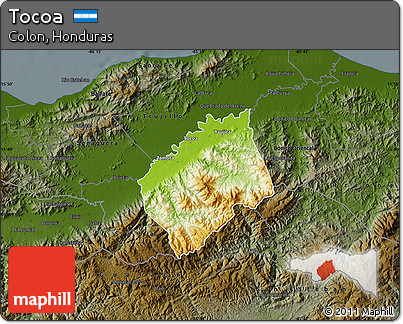 Physical Map of Tocoa, darken