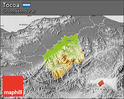 Physical Map of Tocoa, desaturated