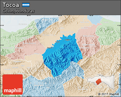 Political Map of Tocoa, lighten