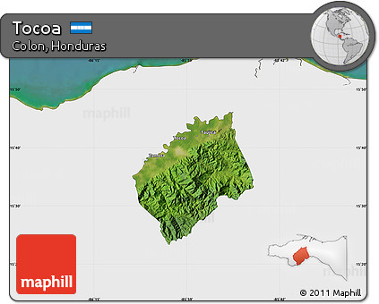 Satellite Map of Tocoa, single color outside