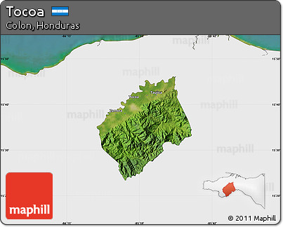 Satellite Map of Tocoa, single color outside
