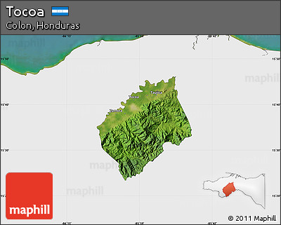 Satellite Map of Tocoa, single color outside