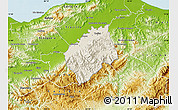Shaded Relief Map of Tocoa, physical outside
