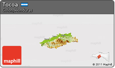 Physical Panoramic Map of Tocoa, cropped outside