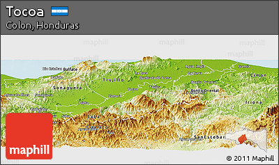 Physical Panoramic Map of Tocoa