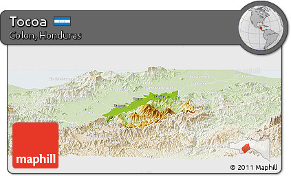 Physical Panoramic Map of Tocoa, lighten