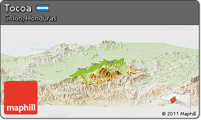 Physical Panoramic Map of Tocoa, lighten