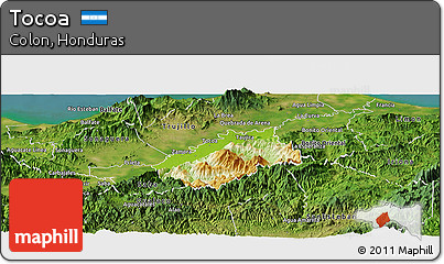 Physical Panoramic Map of Tocoa, satellite outside