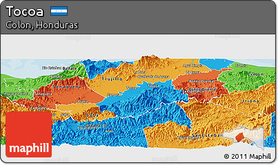 Political Panoramic Map of Tocoa