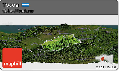 Satellite Panoramic Map of Tocoa, darken