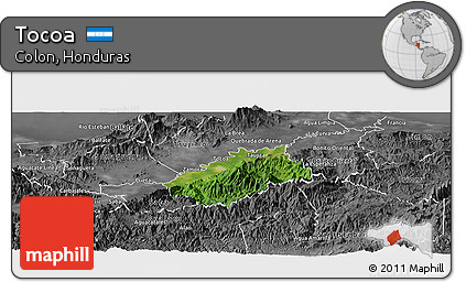 Satellite Panoramic Map of Tocoa, desaturated