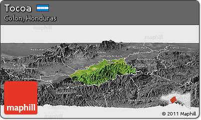 Satellite Panoramic Map of Tocoa, desaturated