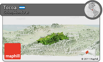 Satellite Panoramic Map of Tocoa, lighten