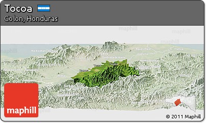 Satellite Panoramic Map of Tocoa, lighten
