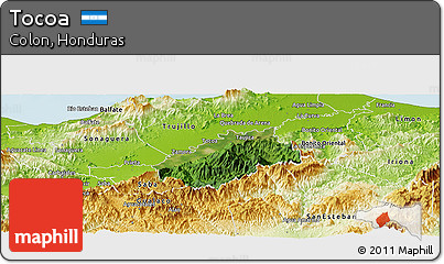 Satellite Panoramic Map of Tocoa, physical outside