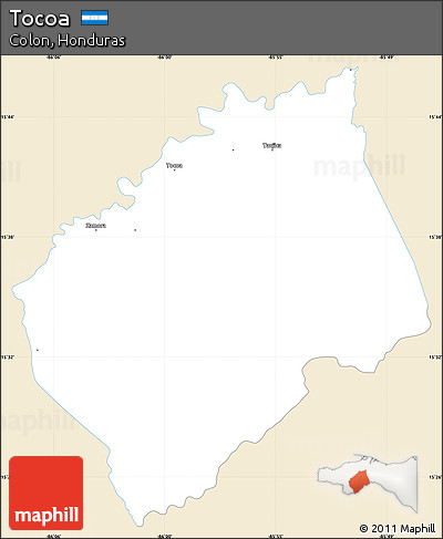 Classic Style Simple Map of Tocoa, single color outside