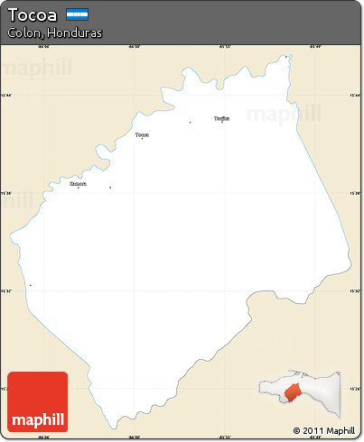 Classic Style Simple Map of Tocoa, single color outside