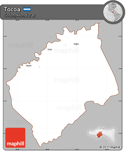 Gray Simple Map of Tocoa, cropped outside