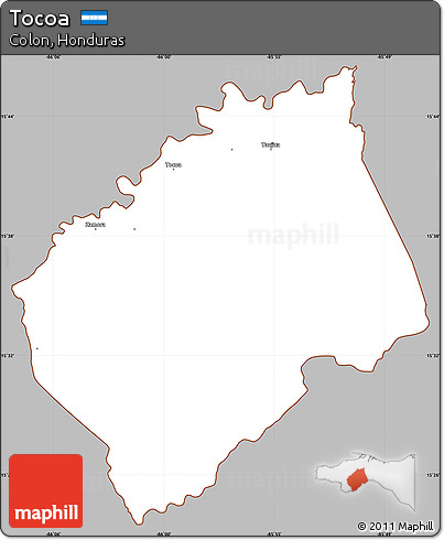 Gray Simple Map of Tocoa, cropped outside
